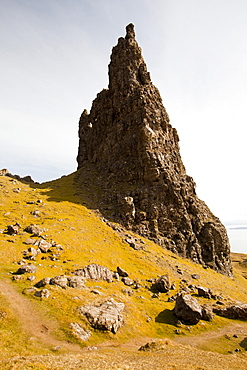 Rock formations by the Old Man of Storr on the Trotternish Peninsula, Isle of Skye, Scotland, United Kingdom, Europe