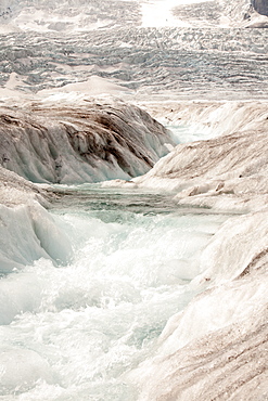 Meltwater channels on the Athabasca Glacier, Jasper National Park, UNESCO World Heritage Site, Alberta, Canadian Rockies, Canada, North America