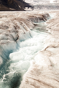 Meltwater channels on the Athabasca Glacier, Jasper National Park, UNESCO World Heritage Site, Alberta, Canadian Rockies, Canada, North America