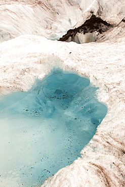 Meltwater pools on the Athabasca Glacier, Jasper National Park, UNESCO World Heritage Site, Alberta, Canadian Rockies, Canada, North America