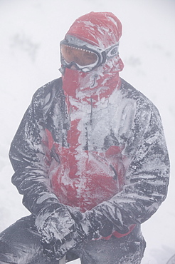 Mountaineers surviving atrocious conditions on Cairngorm, Scotland, United Kingdom, Europe