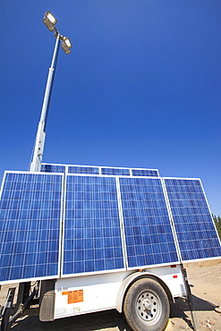 Solar lighting at a tar sands mine, Fort McMurray, Alberta, Canada, North America