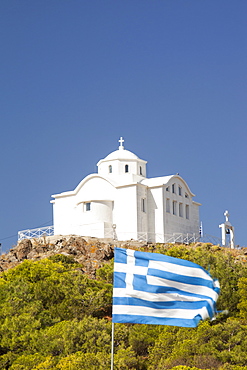 A chapel above Myrina on Lemnos, Greek Islands, Greece, Europe