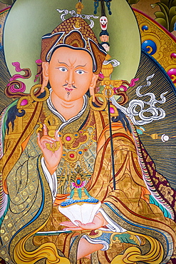 A Buddhist Thanka painting at the Boudhanath Stupa, one of the holiest Buddhist sites in Kathmandu, Nepal, Asia