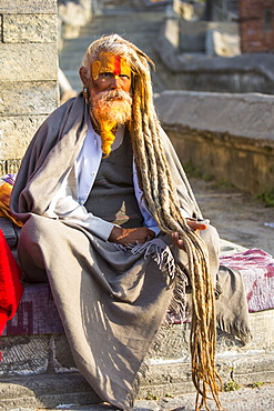 Sadhu (Hindu holy man) in Kathmandu, Nepal, Asia