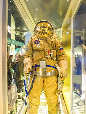 An astronaut's suit at the National Space Centre in Leicester, England, United Kingdom, Europe