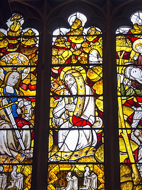 Stained glass windows in St. Laurence's Church in Ludlow, Shropshire, England, United Kingdom, Europe