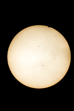 Venus crossing Sun. Uhersky Brod, Czech Republic, Europe