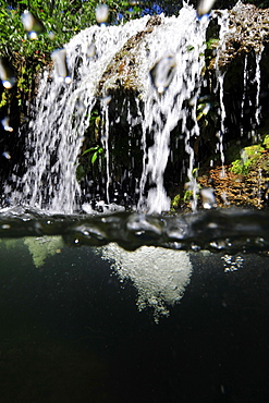 Split image of waterfall, Mimoso River, Estancia Mimosa, Bonito, Mato Grosso do Sul, Brazil, South America