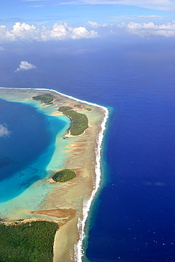Aerial view of Micronesian atoll near Chuuk, Federated States of Micronesia, Caroline Islands, Micronesia, Pacific Ocean, Pacific