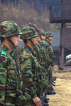 Korean soldiers at the Prisoner of War Camp museum, Geoje-do Park, South Korea, Asia