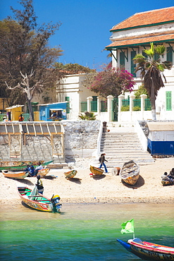 02/04/2009. Senegal, Dakar, Island of Goree, the beach, Unesco World Heritage, The island of Goree was a traditional slaving and trading port, by the colonial powers of Europe, It is a small town of historic houses, with a fort and a protected harbour for trading, port of Gorre. Dakar, Goree Islnad , Cape Verde Peninsula. Senegal