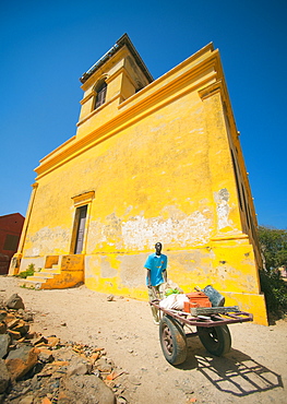 02/04/2009. Senegal, Dakar, Island of Goree, the beach, Unesco World Heritage, The island of Goree was a traditional slaving and trading port, by the colonial powers of Europe, It is a small town of historic houses, with a fort and a protected harbour for trading, Town, local streets, reidential buildings. Dakar, Goree Islnad , Cape Verde Peninsula. Senegal