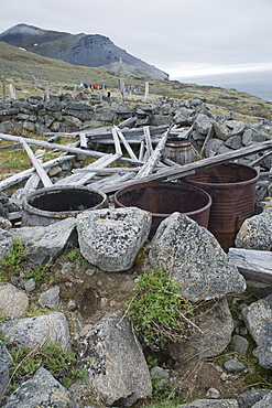 Semyon Dezhnev settlement, abandoned and ruined, Cape Dezhnev (Chukotskiy Peninsular ) Russia, Asia.  MORE INFO: cape that forms the easternmost mainland point of Eurasia. In 1898 it was officially renamed Cape Dezhnev, replacing Captain James Cook's 'East Cape', in honor of Semyon Dezhnyov, the first recorded European to round it (1648). There is a large monument to Dezhnev on the coast.