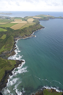 Aerial of Cornish coast. Cornwall, UK