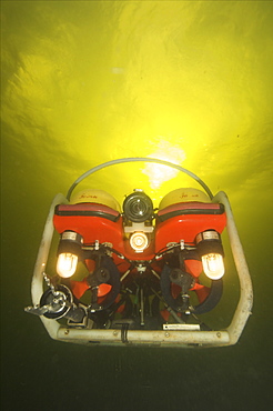 ROV or robotic operated vehicle used for inspection or repairs underwater. The offshore business use them for all type of applications. They can go to great depths, where divers can't reach