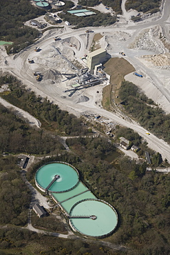 Aerial view of China Clay pits in Cornwall. Uk England