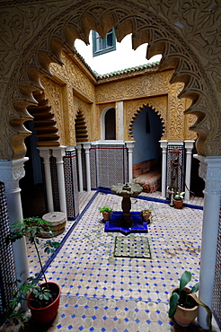 Courtyard in the Hotel Continental, Tangier, Morocco, North Africa, Africa