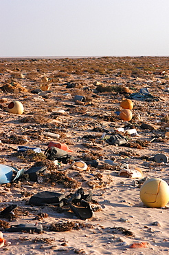 Litter washed up on the beach, Southern Morocco   (RR)