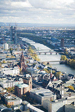 High angle view of Frankfurt-am-Main, Hesse, Germany, Europe 