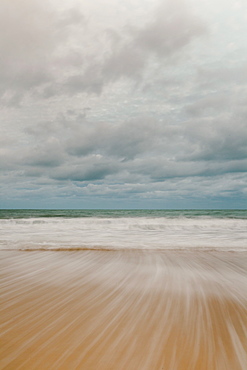 Tidal motion on Carbis Bay beach, St. Ives, Cornwall, England, United Kingdom, Europe 