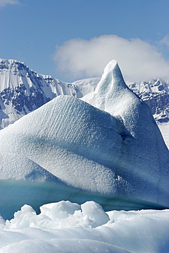 Iceberg detail in and around the Antarctic Peninsula during the summer months. More icebergs are being created as global warming is causing the breakup of major ice sheets.