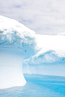 Iceberg detail in and around the Antarctic Peninsula during the summer months. More icebergs are being created as global warming is causing the breakup of major ice shelves and glaciers.