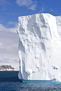 Iceberg detail in and around the Antarctic Peninsula during the summer months. More icebergs are being created as global warming is causing the breakup of major ice shelves and glaciers.