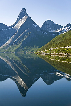 Stetind rises 1391 meters from sea level and was voted to be Norway's most beautiful mountain in 2005. It is deep within Tysfjorden, Norway.