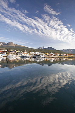 A view of the waterfront of Ushuaia, Argentina - the southernmost city in the world.