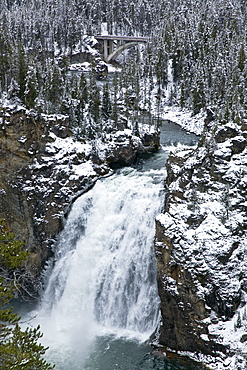 Yellowstone Falls on the Yellowstone River in Yellowstone National Park.in the late fall.