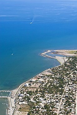 Aerial view of Loreto on the eastern side of the Baja California Peninsula, Baja California Sur, Mexico