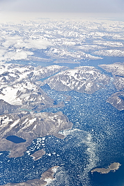 Aerial view of the East coast of Greenland