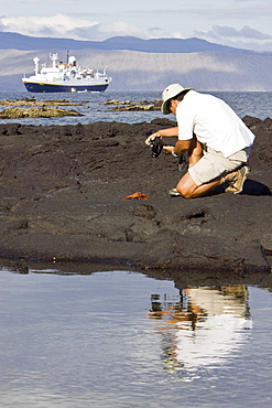 Staff from the Lindblad Expedition ship National Geographic Endeavour doing various things in and around the Galapagos Islands, Ecuador. No property or model releases are available for this image.