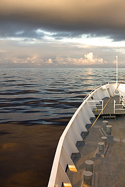 Sunrise or sunset at sea in the Atlantic Ocean from onboard the National Geographic Endeavour crossing the Atlantic Ocean from Lisbon, Portugal to Salvador, Brazil.