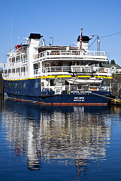 The Lindblad Expeditions ship National Geographic Sea Bird operating in Southeast Alaska, USA. No property or model release available for this image.