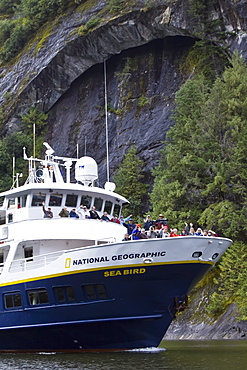 The Lindblad Expeditions ship National Geographic Sea Bird operating in Misty Fjord National Monument, USA. No property or model release available for this image.