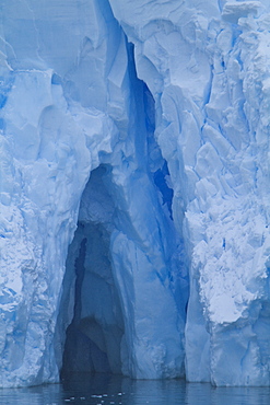 Huge crevasses in glacier at Lindblad Cove in Charcot Bay, Trinity Peninsula, Antarctica, Southern Ocean