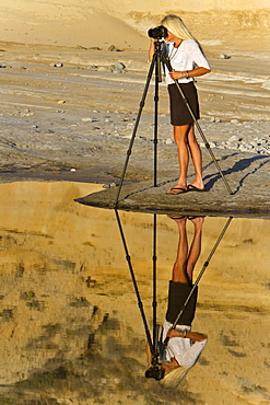 Sunrise for photographers on Punta Colorado on Isla San Jose in the Gulf of California (Sea of Cortez), Baja California Sur, Mexico. 