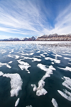 A view of Isfjorden (Ice fjord) on the western side of Spitsbergen Island in the Svalbard Archipelago, Norway.