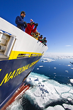 Guests from the Lindblad Expedition ship National Geographic Explorer in the Svalbard Archipelago, Norway