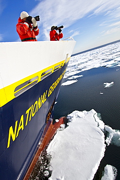 Staff from the Lindblad Expedition ship National Geographic Explorer in the Svalbard Archipelago, Norway