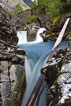 Water melting from the Briksdalsbreen glacier south of the small town of Olden in coastal Norway