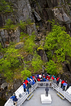 The Lindblad Expedition ship National Geographic Explorer deep in Trollfjord in the Lofoton Island Group, Norway