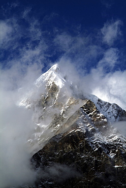 Tibetan  Mountain and Clouds.  Himalayas, Tibet.