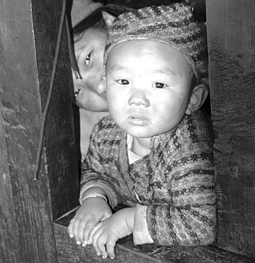  Children of the kumbu. Black & White portrait, Nepal, Everest Region.