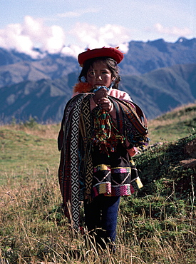 Peruvian Girl. Traditional dress, near Cusco.