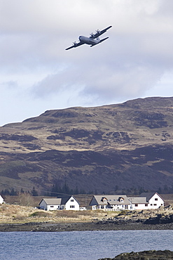 Military plane. Hebrides, UK.