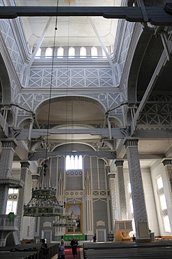 Interior view of Kerimaki church, the largest wooden church in the world, built in 1847, near Savonlinna, Finland, Scandinavia, Europe